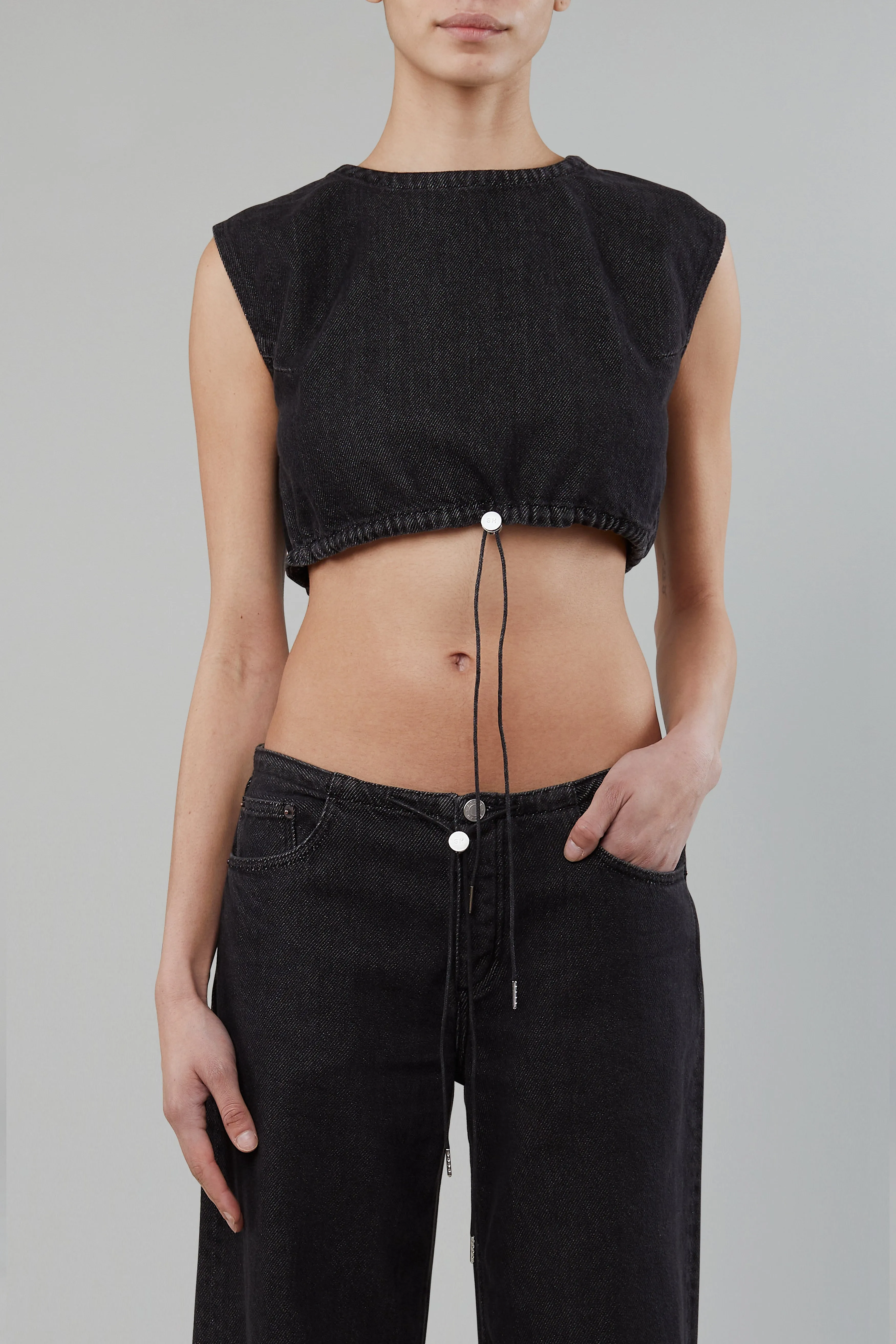 Cool Crop Top in Washed Black sold by Still Here