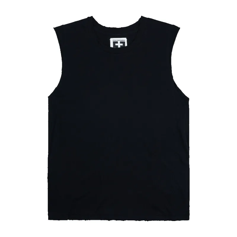 Destroyed Tank Top in Black sold by Petals and Peacocks