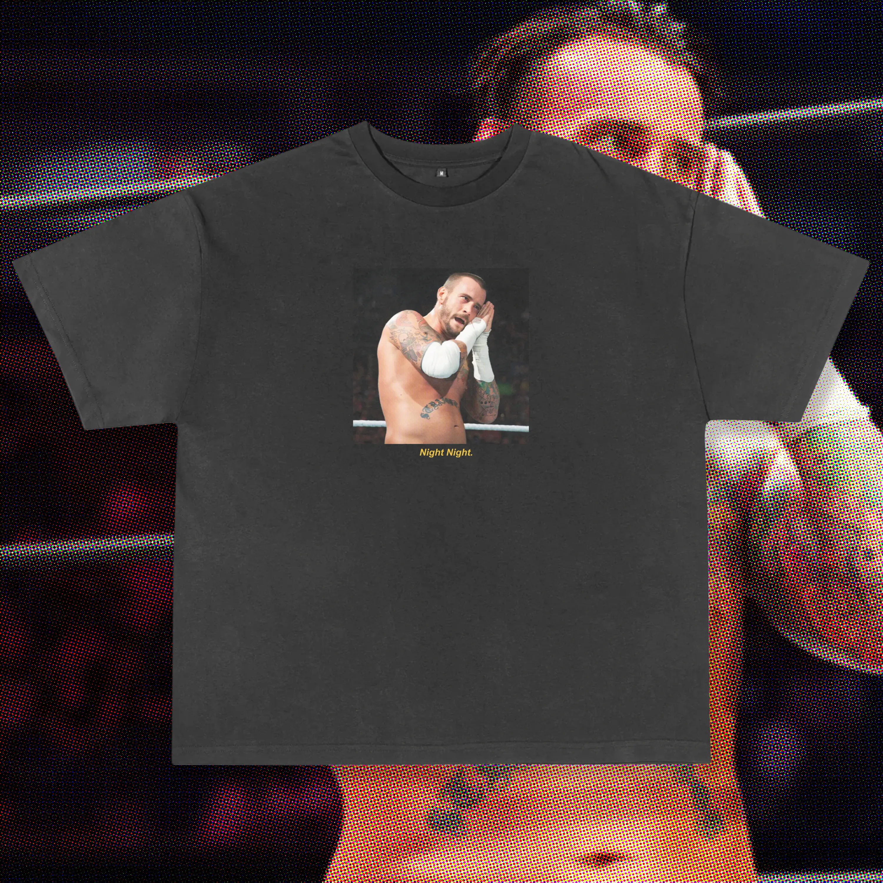 Night Night CM Punk Vintage Washed Tee sold by Petals and Peacocks product image thumbnail 2