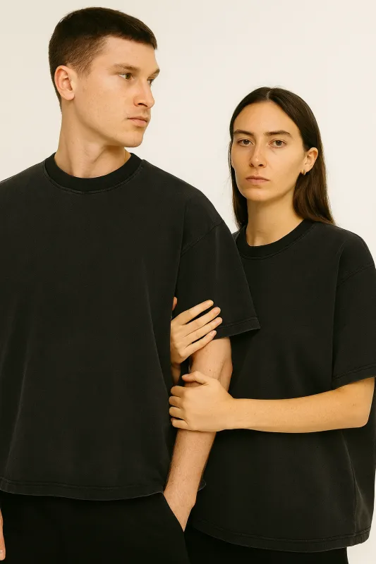CORE: Enzyme Treated Tee in Black sold by Petals and Peacocks