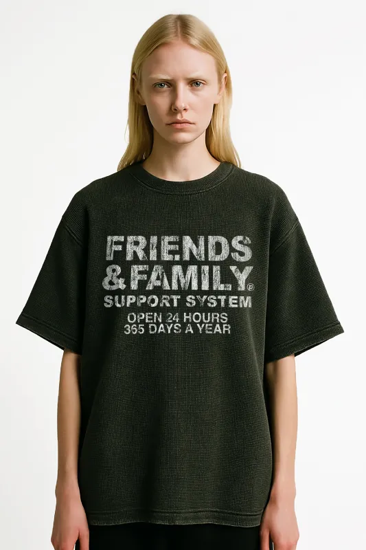 F&F Waffle Tee in Vintage Black sold by Petals and Peacocks