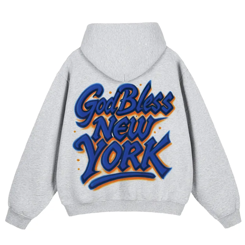 God Bless New York Hoodie in Grey sold by Petals and Peacocks