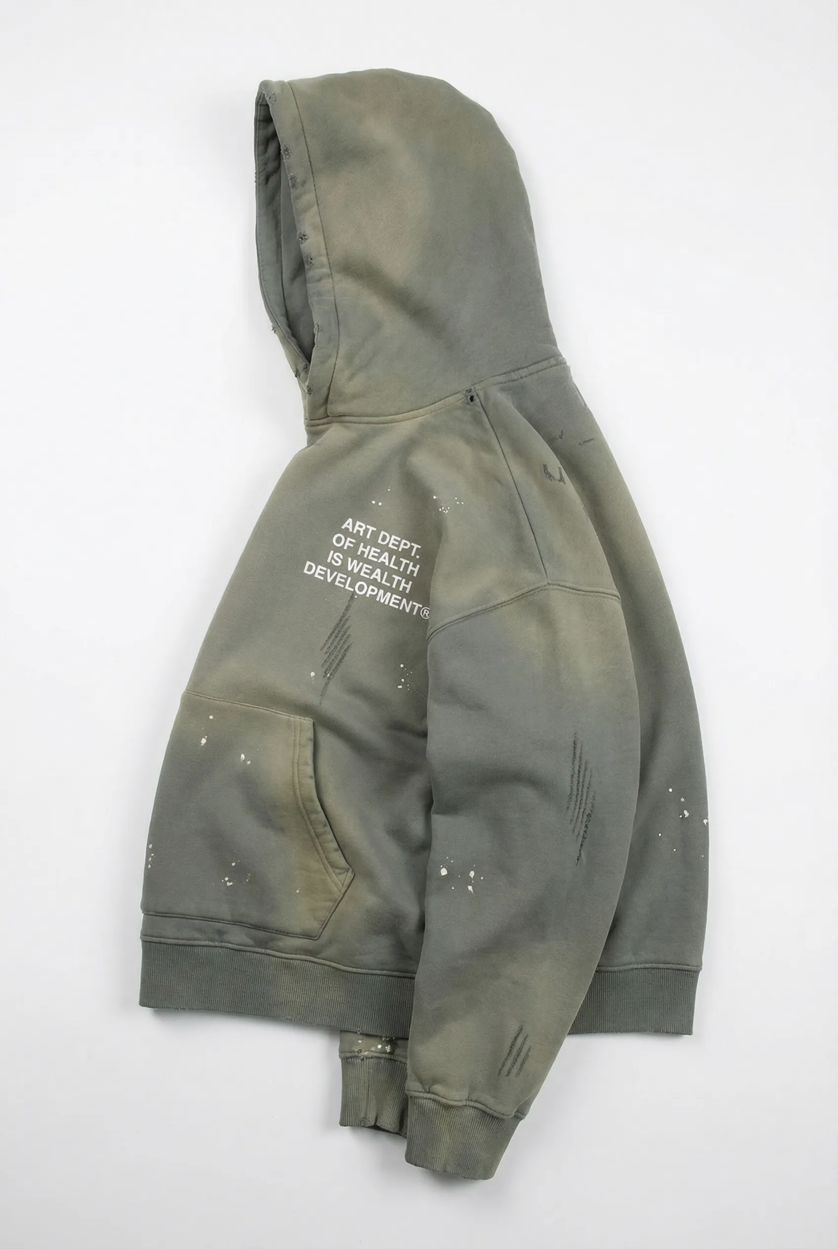 Health is Wealth Distressed Hoodie in Moon Grey sold by Petals and Peacocks product image thumbnail 4