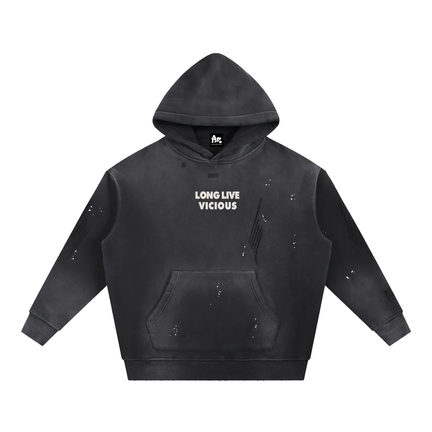 Vicious Distressed Hoodie in Black sold by Petals and Peacocks product image thumbnail 2