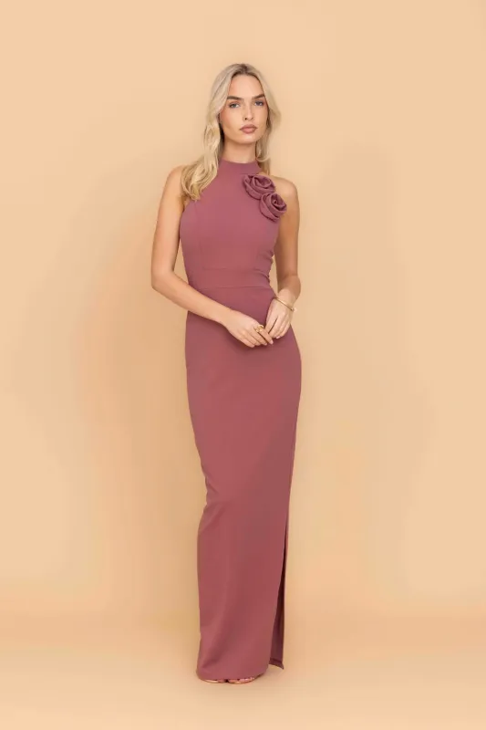 CHARLOTTE Dark Mauve Maxi Dress made by WalG