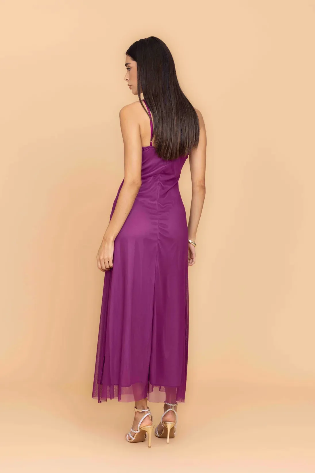 SANDY Magenta Mesh Maxi Dress sold by WalG product image thumbnail 3