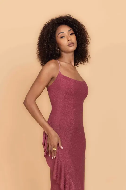 GRACE Rose Pink Glitter Maxi Dress made by WalG