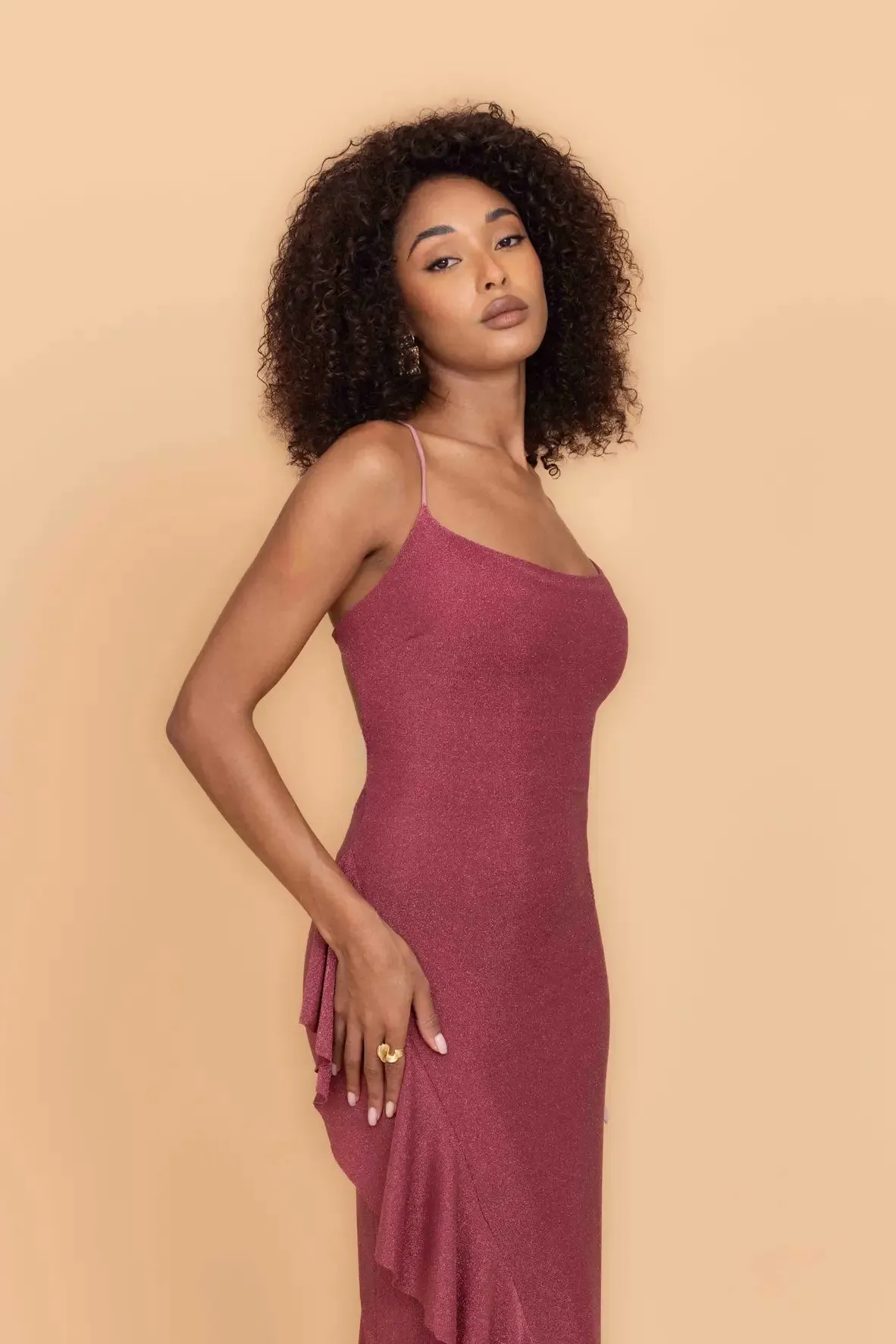 GRACE Rose Pink Glitter Maxi Dress sold by WalG