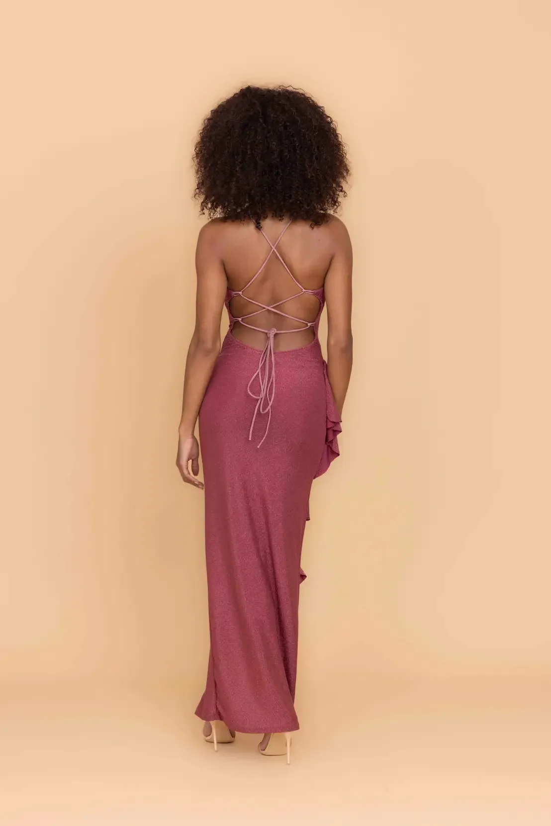 GRACE Rose Pink Glitter Maxi Dress sold by WalG product image thumbnail 2
