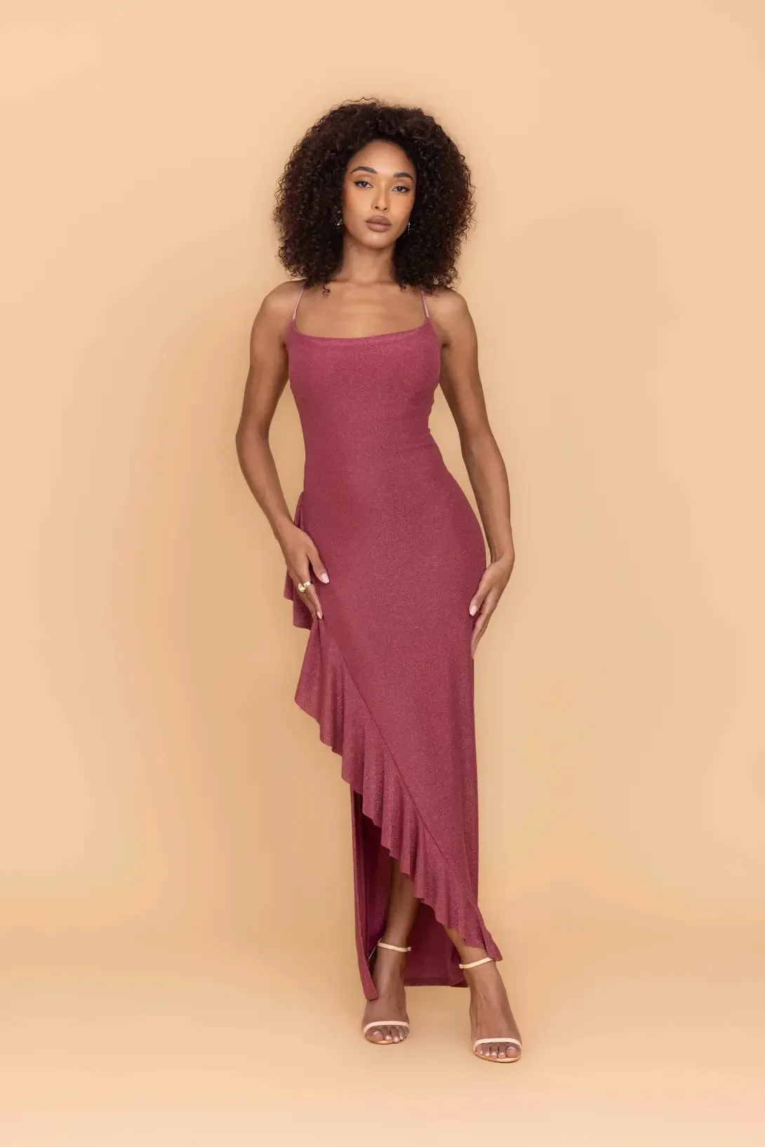 GRACE Rose Pink Glitter Maxi Dress sold by WalG product image thumbnail 3