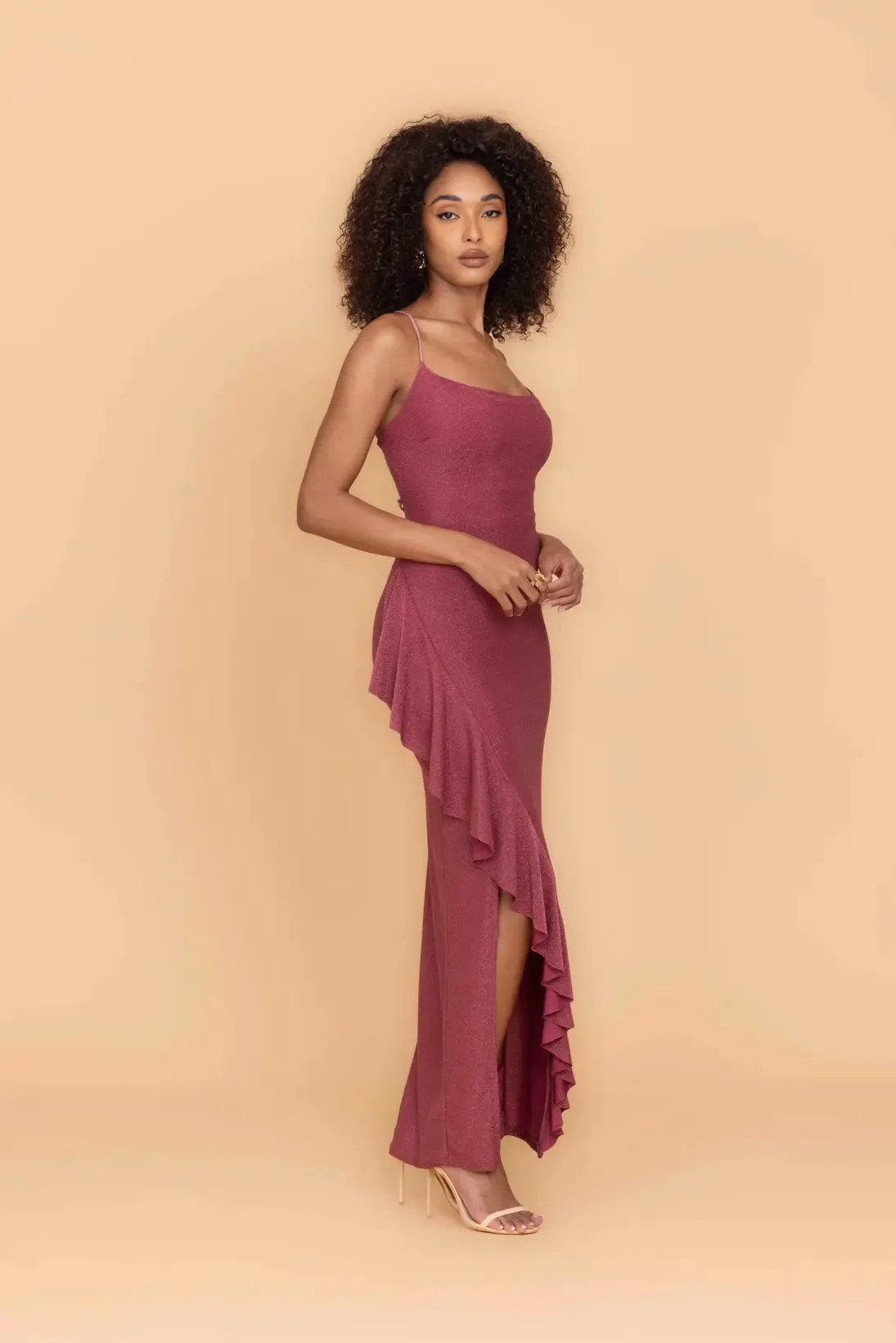 GRACE Rose Pink Glitter Maxi Dress sold by WalG product image thumbnail 4