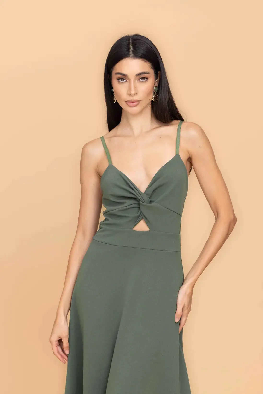 ANNIE Dark Khaki Maxi Dress sold by WalG