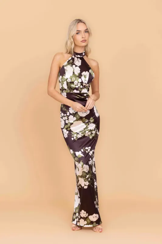 ABIGAIL Dark Chocolate Floral Maxi Dress made by WalG