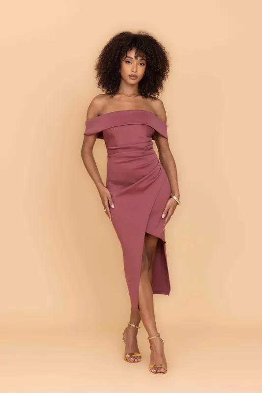 VINCENZO Dark Mauve Midi Dress made by WalG