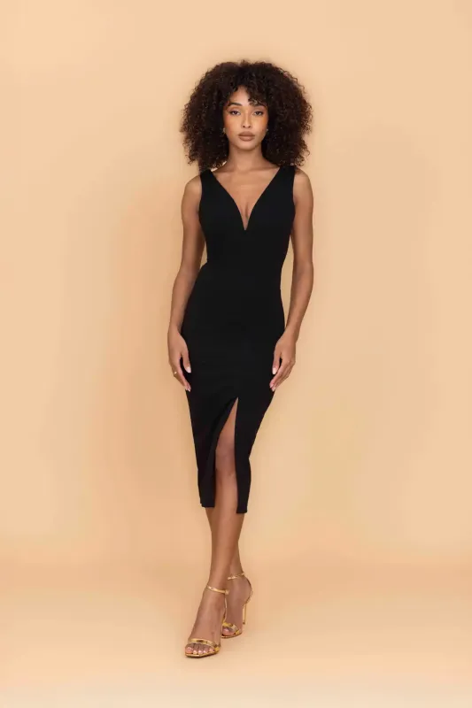 ELOISE Black Midi Dress made by WalG