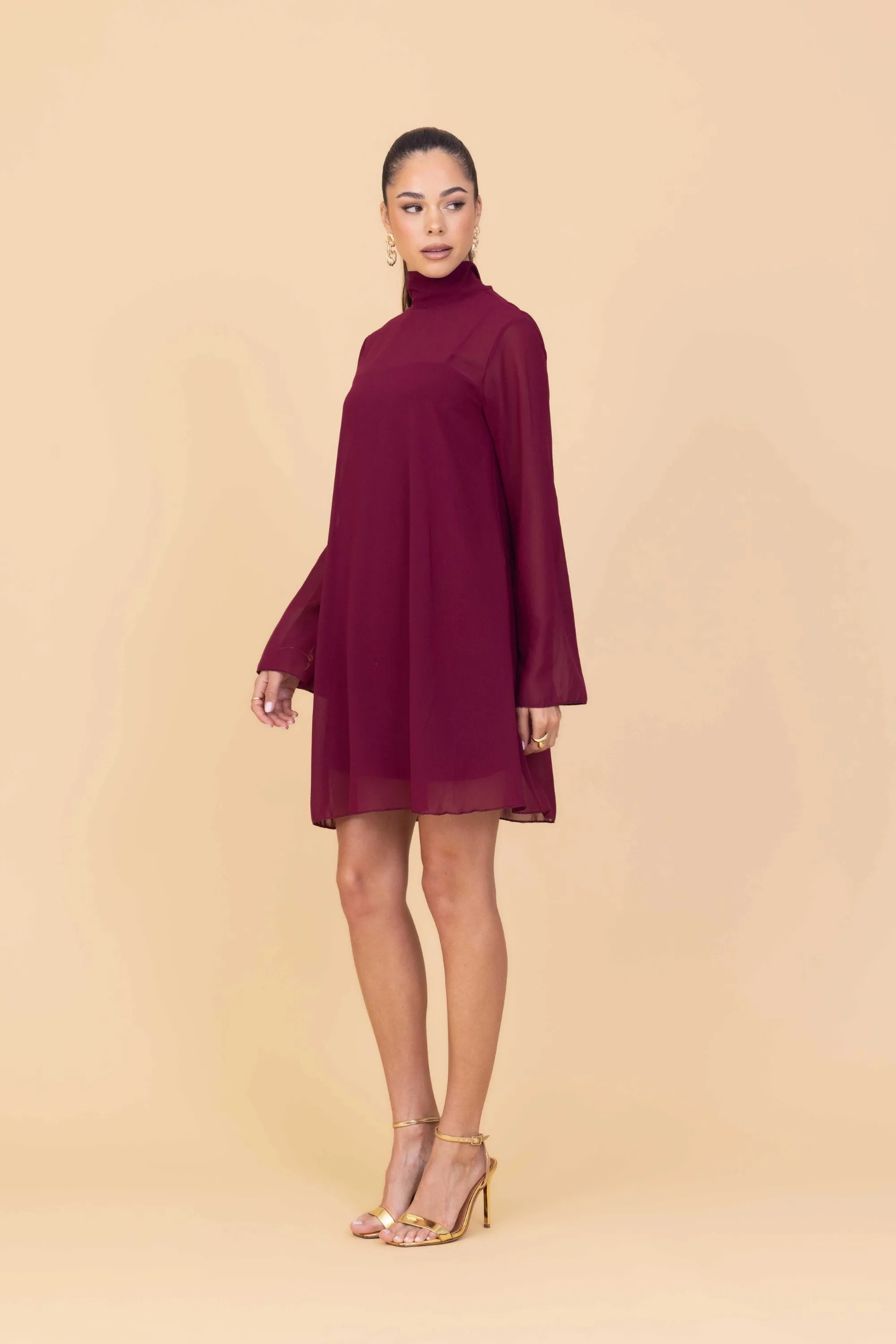FELICITY Wine Mini Dress sold by WalG product image thumbnail 4