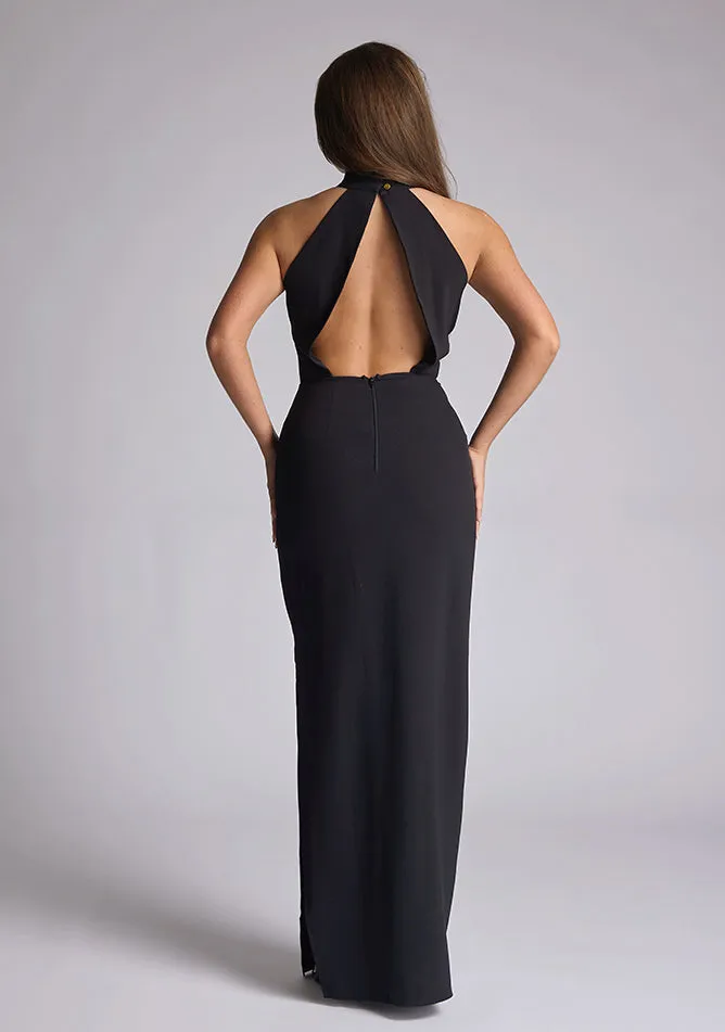 Vesper Kennedy high neck maxi dress with open back in black sold by Vesper product image thumbnail 4