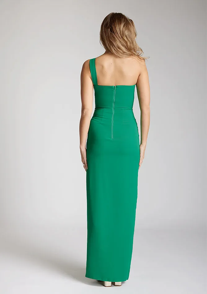 Vesper Olivette one shoulder maxi dress in emerald sold by Vesper product image thumbnail 4