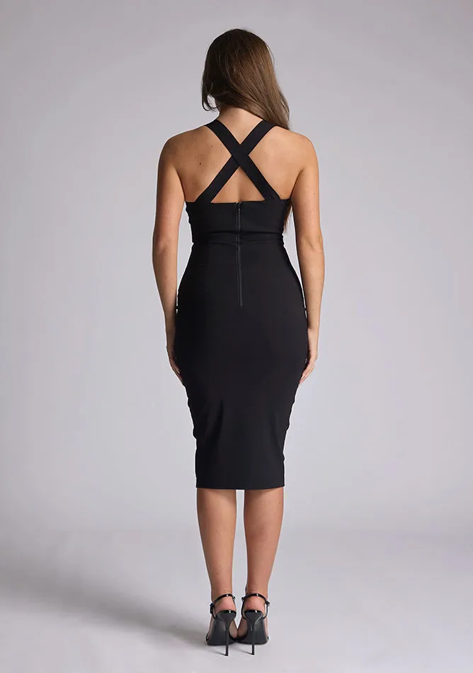 Vesper Sian sweetheart bodycon midi dress in black sold by Vesper product image thumbnail 4