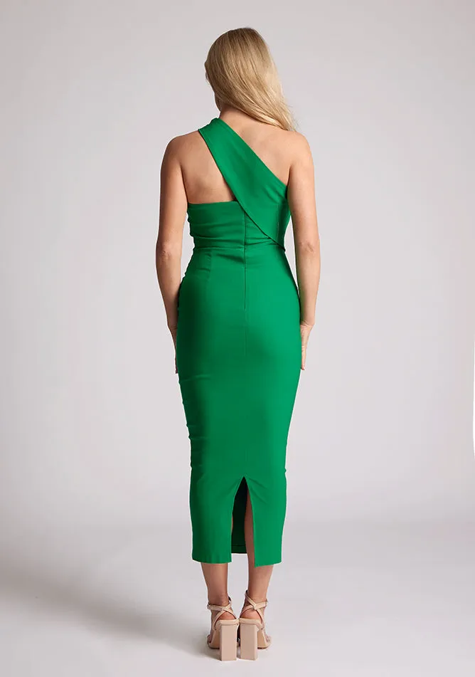 Vesper Teo one shoulder bodycon midaxi dress in emerald sold by Vesper product image thumbnail 4