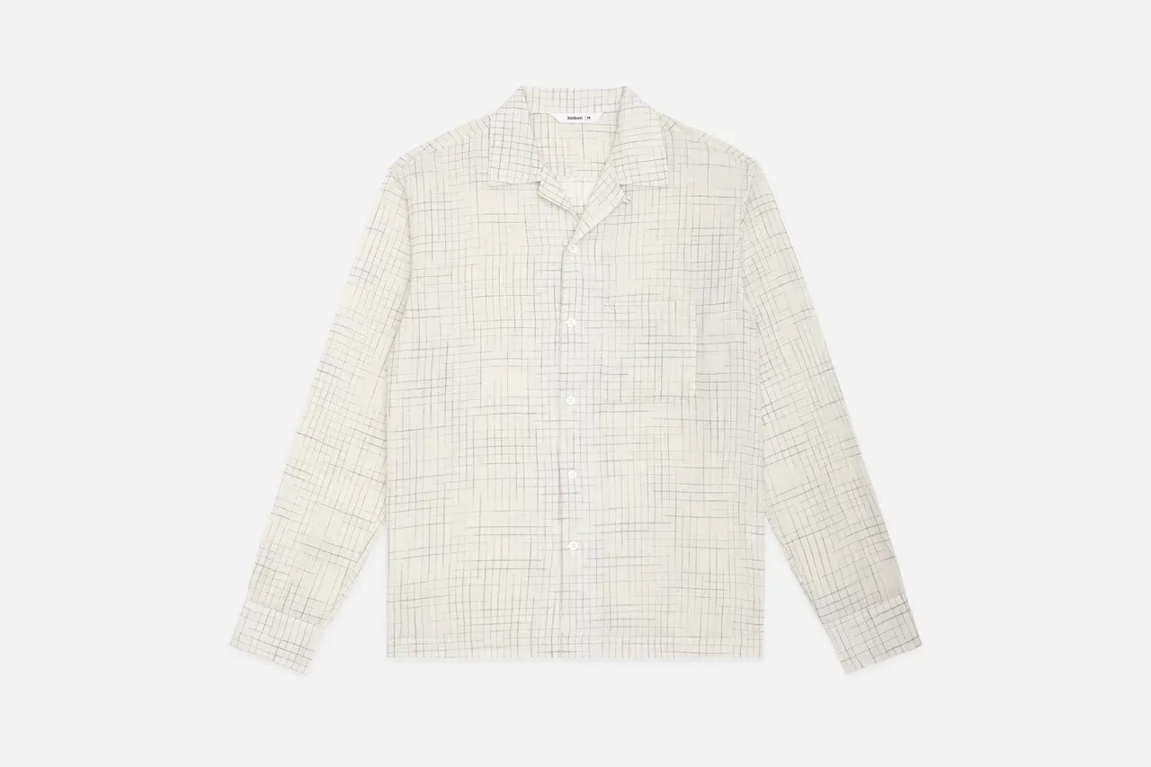 LOOP COLLAR SHIRT - NATURAL CROSSHATCH sold by Hobbyism