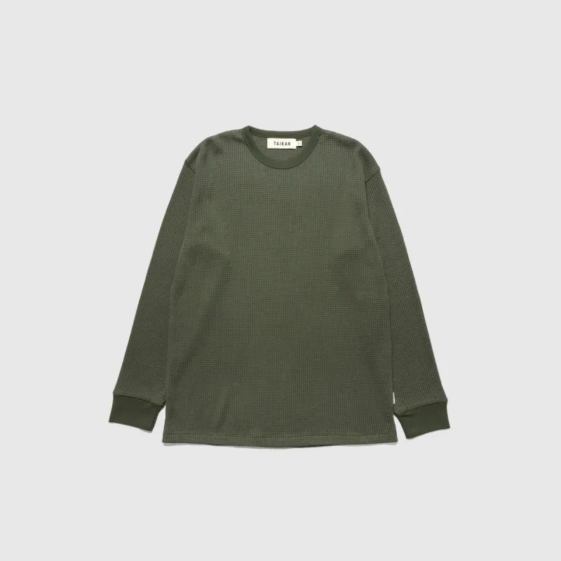 LONGSLEEVE WAFFLE KNIT KHAKI GREEN sold by Hobbyism