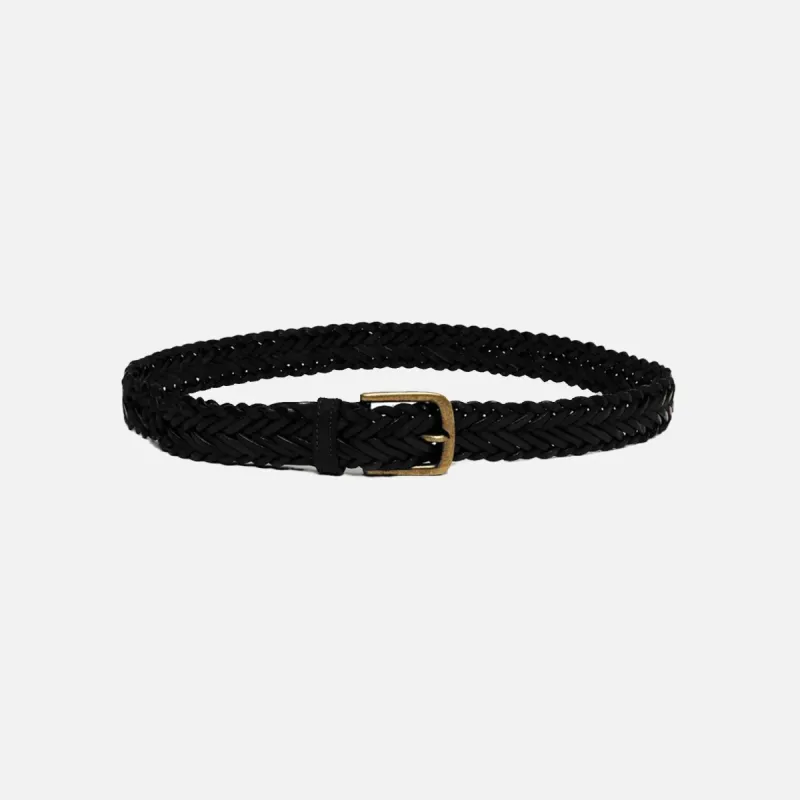 BRAIDED LEATHER BELT BLACK sold by Hobbyism