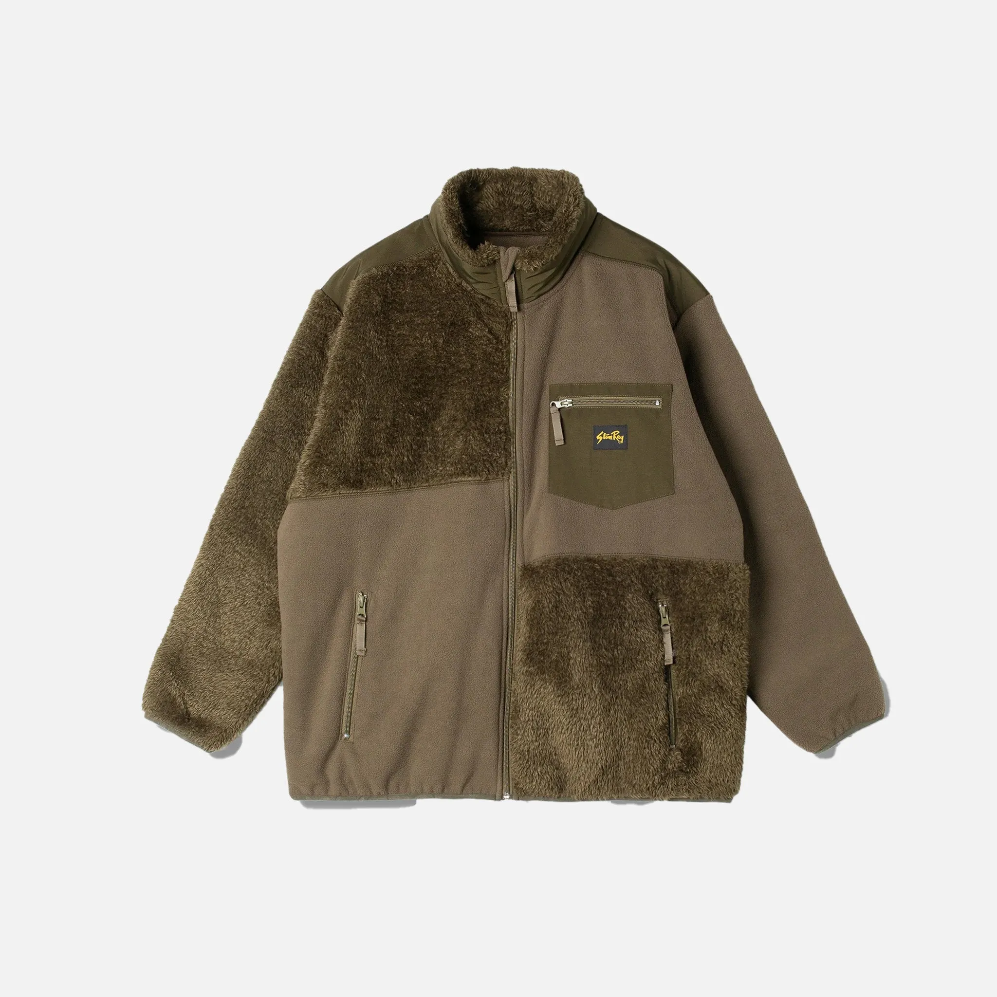 PATCHWORK FLEECE JACKET OLIVE sold by Hobbyism