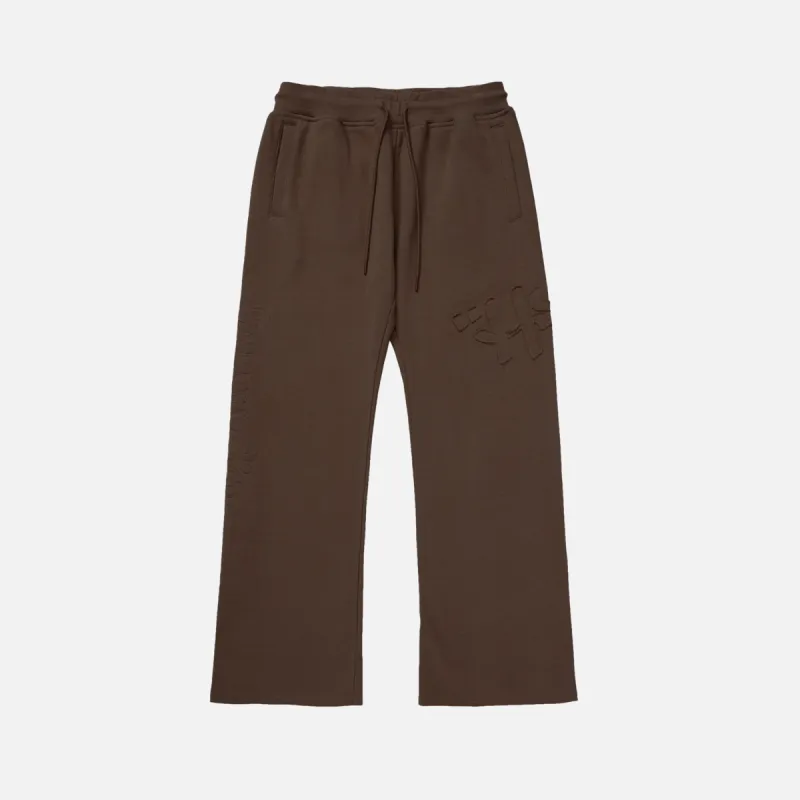 SCRIPT EMBROIDERED SWEATS BROWN sold by Hobbyism
