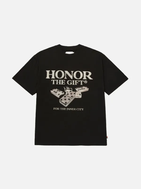 DOMINOS TEE BLACK made by Hobbyism