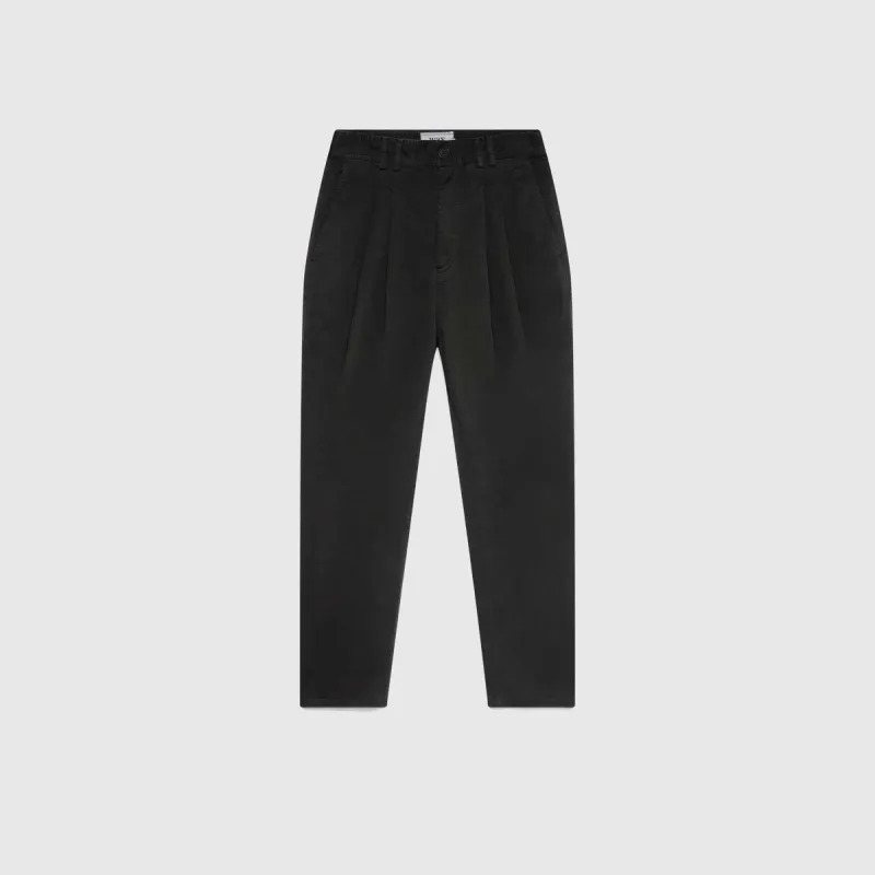 PLEAT TROUSER COTTON STRETCH TWILL BLACK sold by Hobbyism