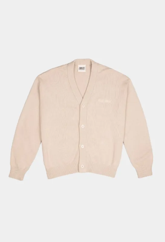 SCRIPT LOGO CARDIGAN - BEIGE sold by Hobbyism