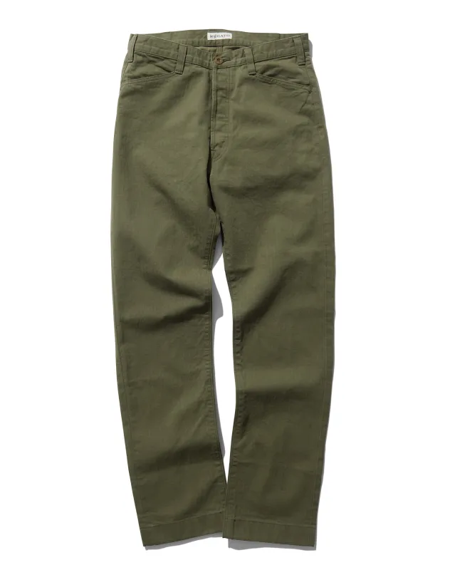 French Pocket Trouser in Green HBT sold by Rubato