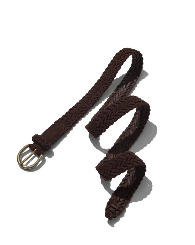 Woven Belt in Brown Suede sold by Rubato