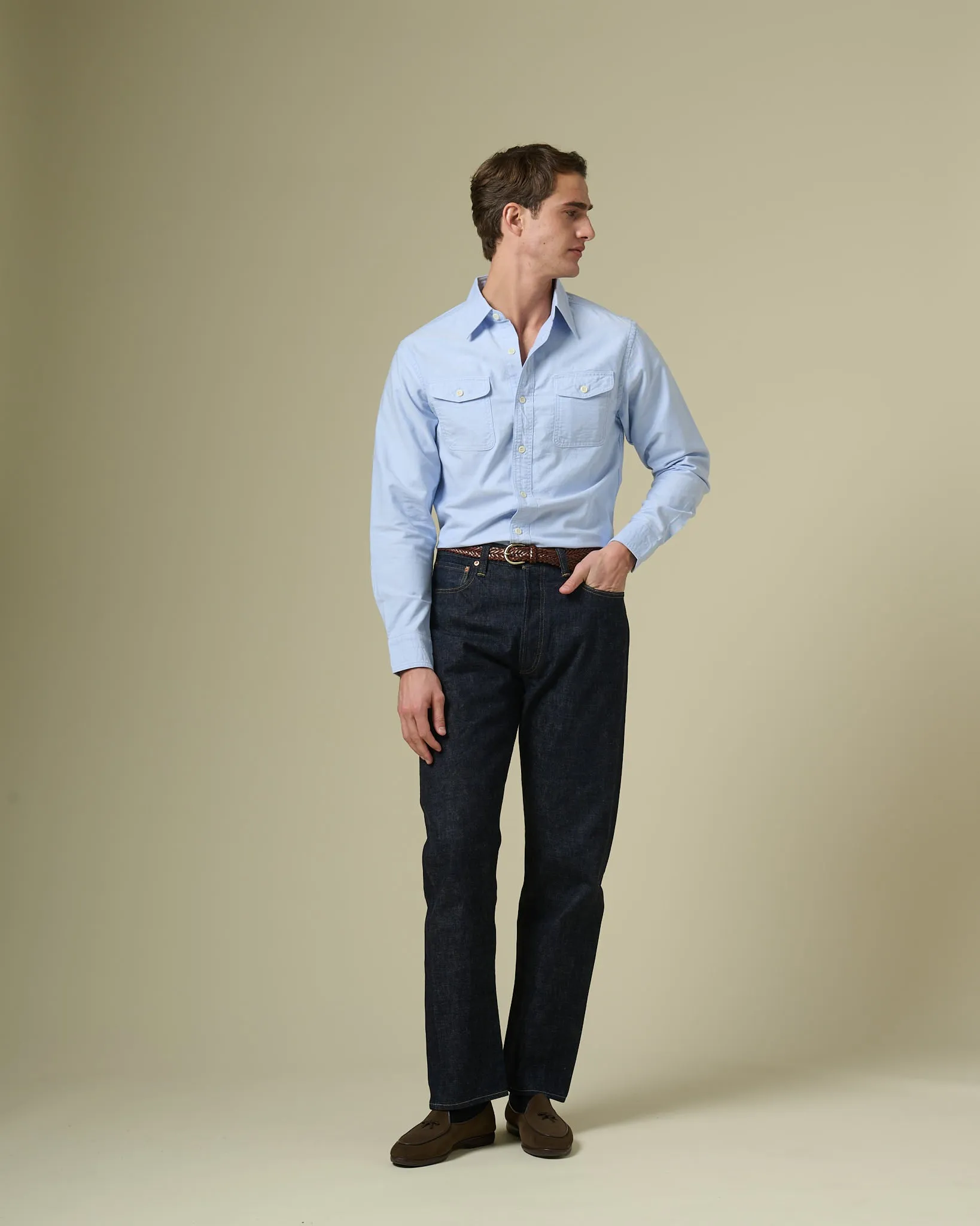 "R" Shirt in New Haven Blue Oxford sold by Rubato product image thumbnail 4