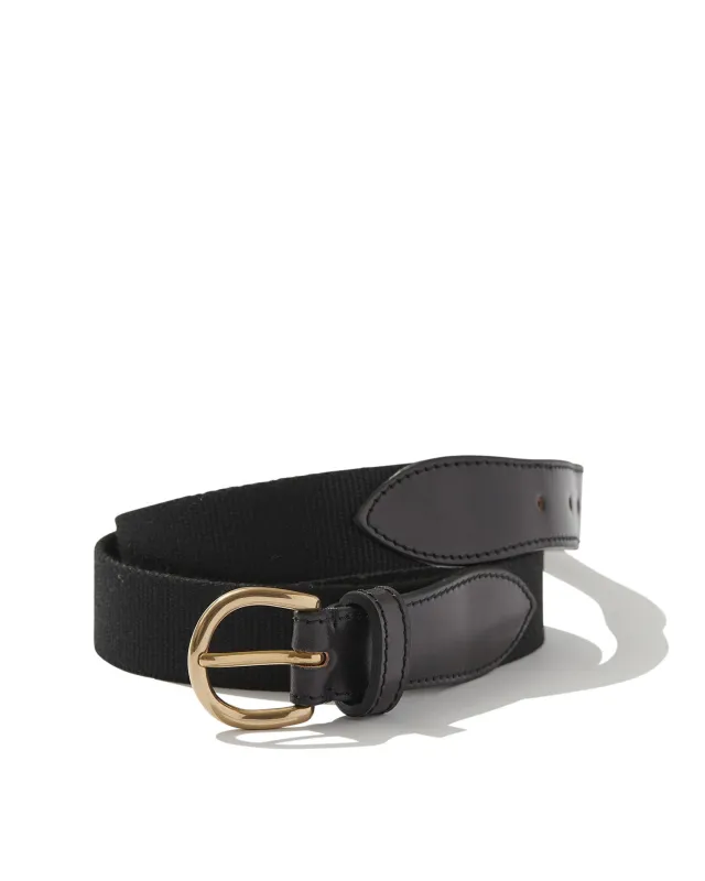 Cordovan/Webbing Belt in Black sold by Rubato