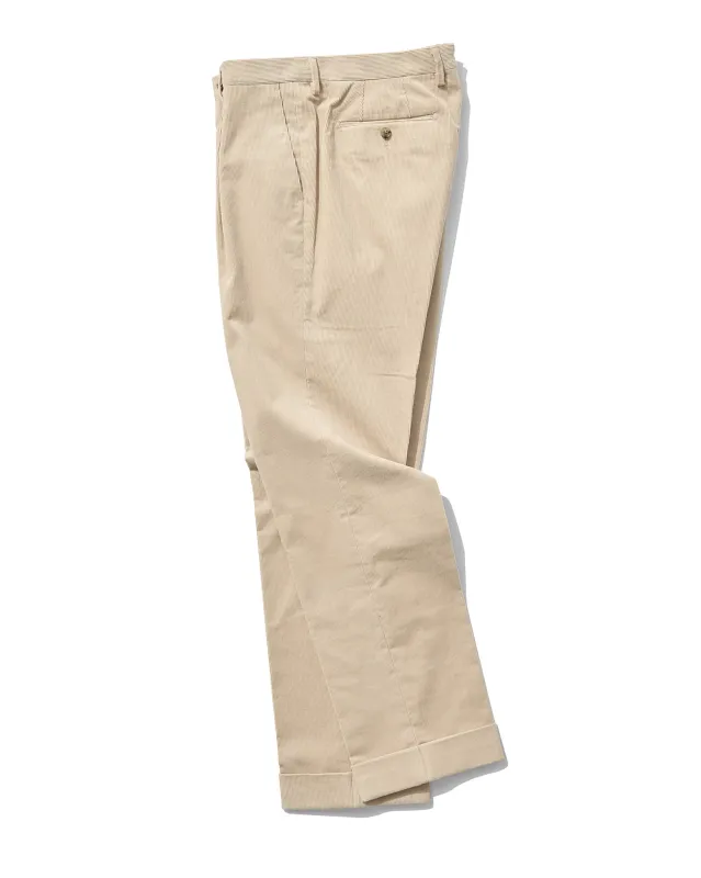 Single Pleat Slacks in Wheat Corduroy sold by Rubato