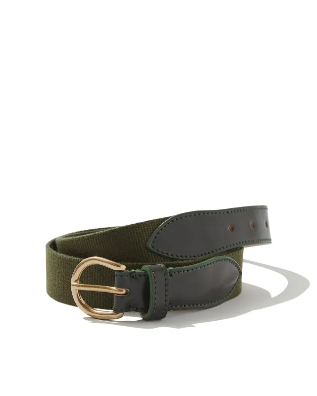 Cordovan/Webbing Belt in Racing Green sold by Rubato