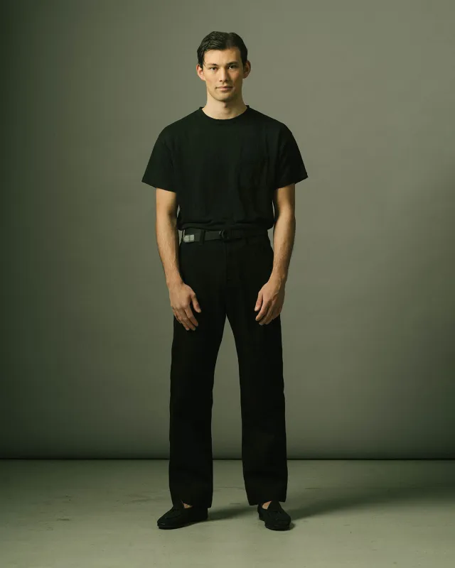 French Pocket Deck Pant in Black Denim made by Rubato