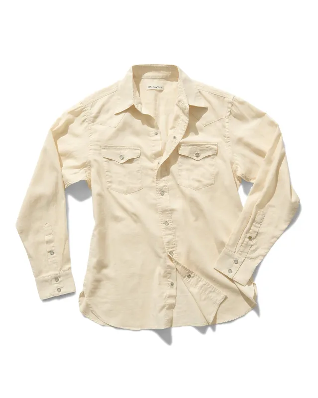 Lightweight Roper Shirt in Cream Brushed Cotton/Linen made by Rubato