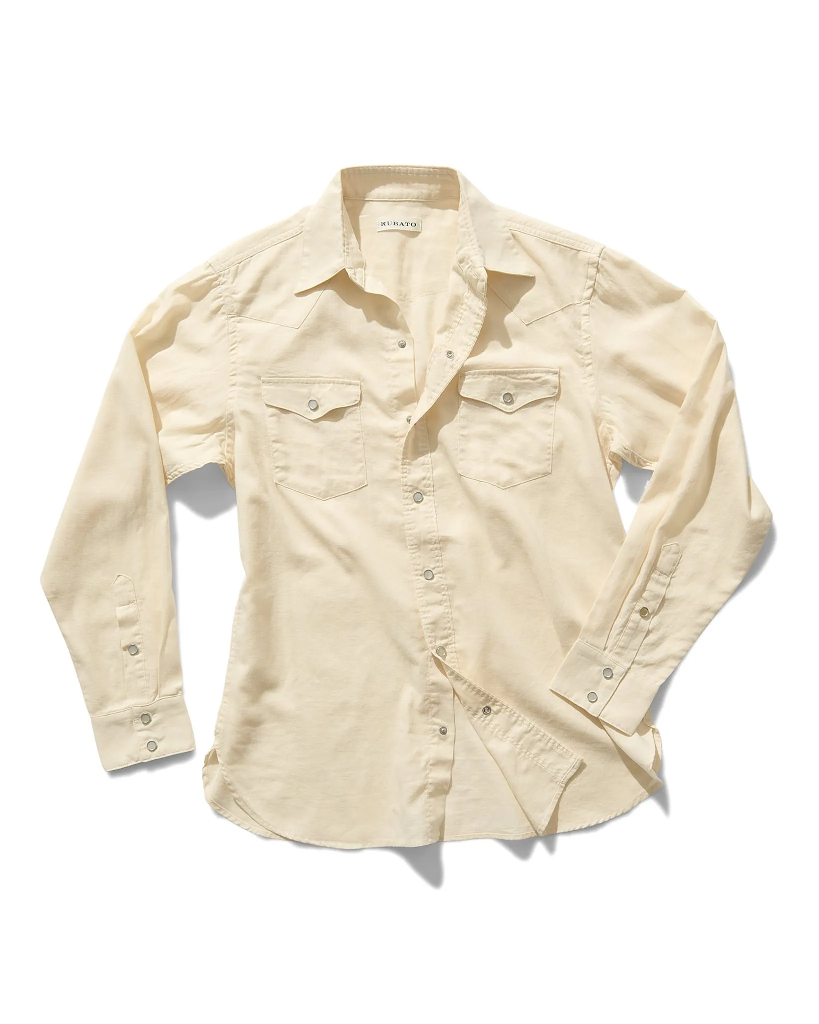 Lightweight Roper Shirt in Cream Brushed Cotton/Linen sold by Rubato