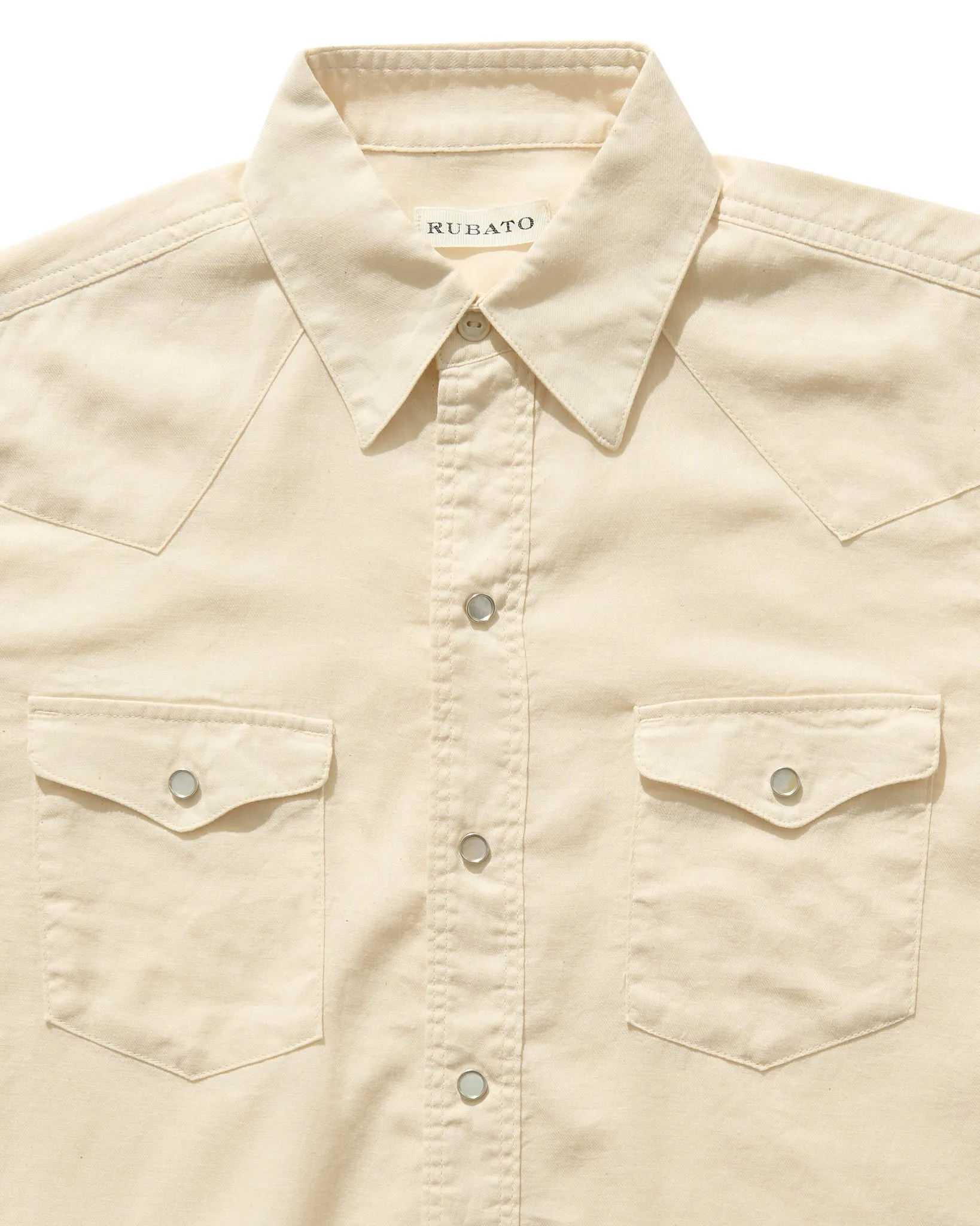 Lightweight Roper Shirt in Cream Brushed Cotton/Linen sold by Rubato product image thumbnail 2