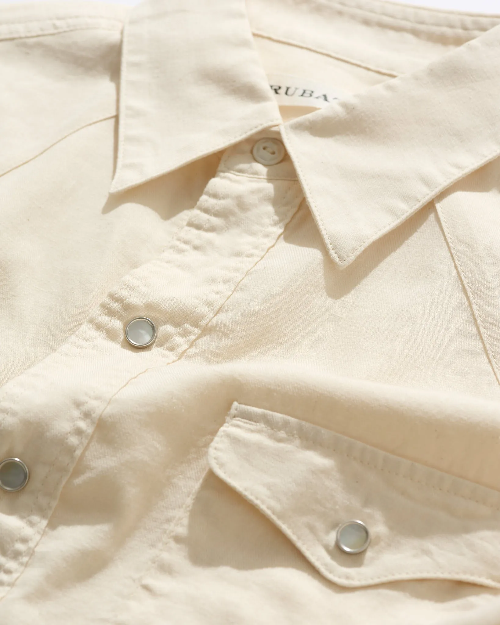 Lightweight Roper Shirt in Cream Brushed Cotton/Linen sold by Rubato product image thumbnail 3