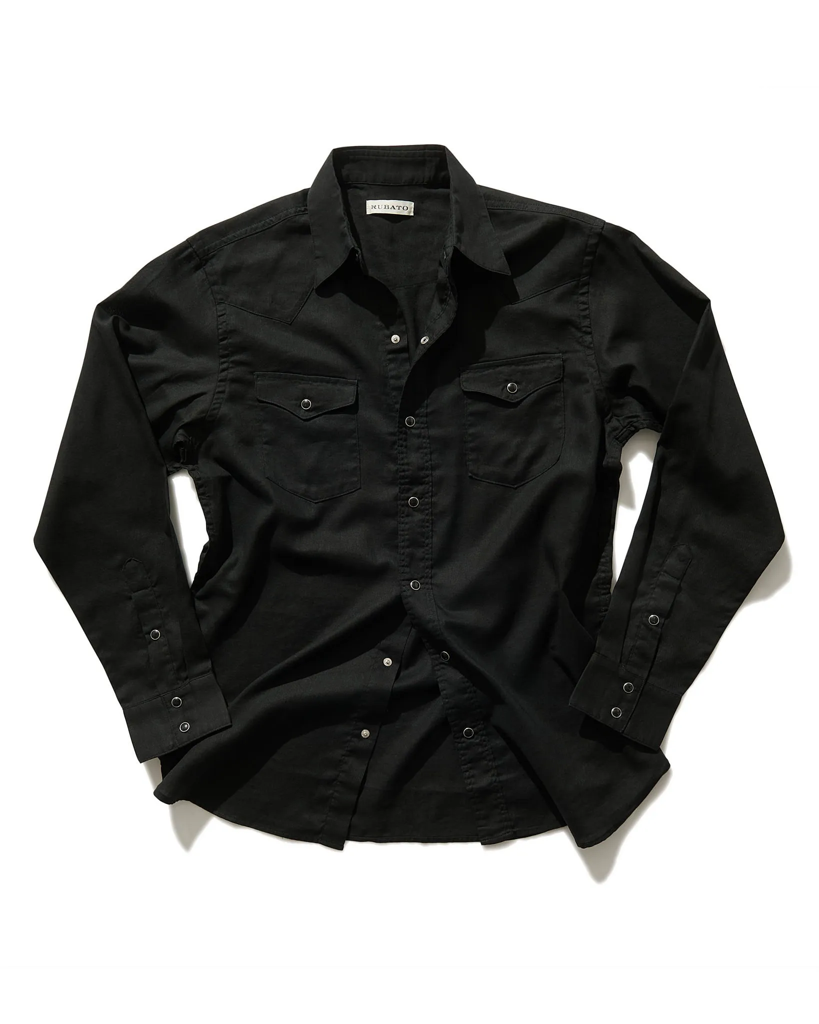 Lightweight Roper Shirt in Black Brushed Cotton/Linen sold by Rubato