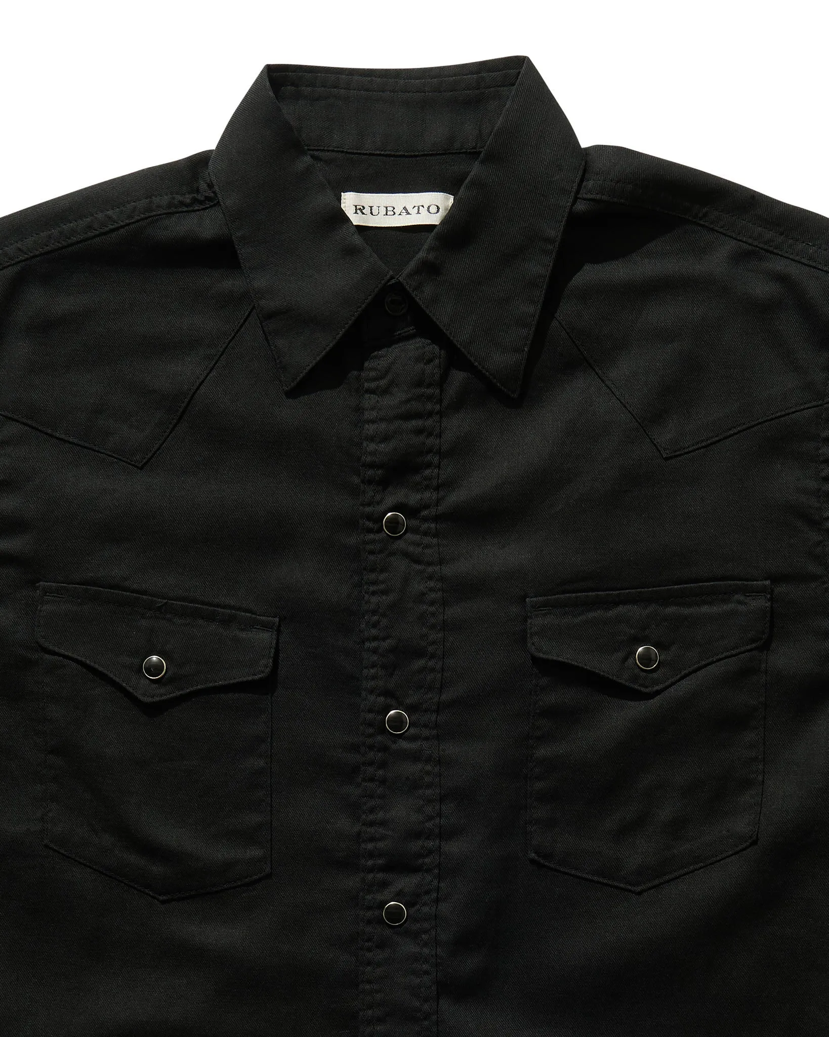 Lightweight Roper Shirt in Black Brushed Cotton/Linen sold by Rubato product image thumbnail 2