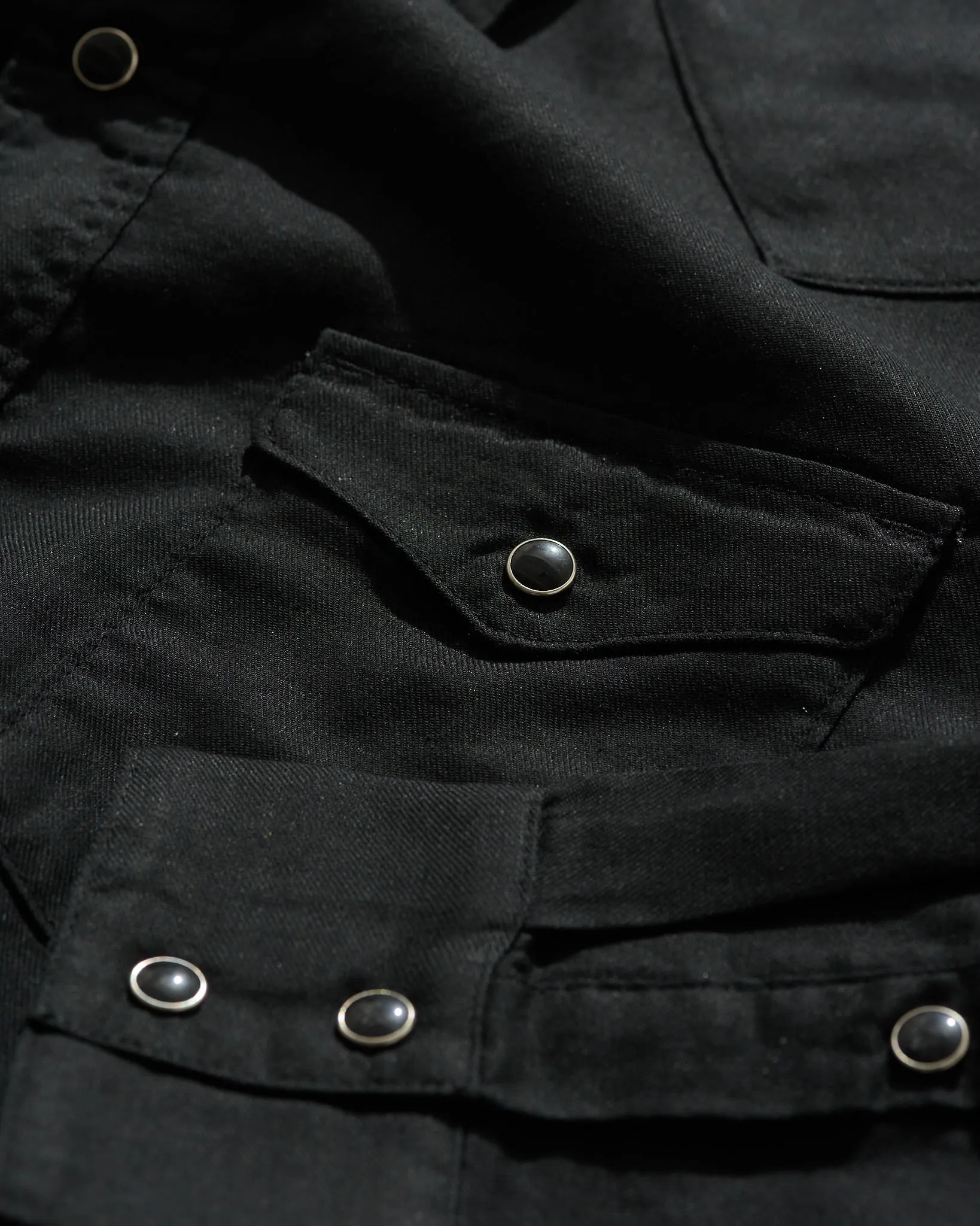 Lightweight Roper Shirt in Black Brushed Cotton/Linen sold by Rubato product image thumbnail 3