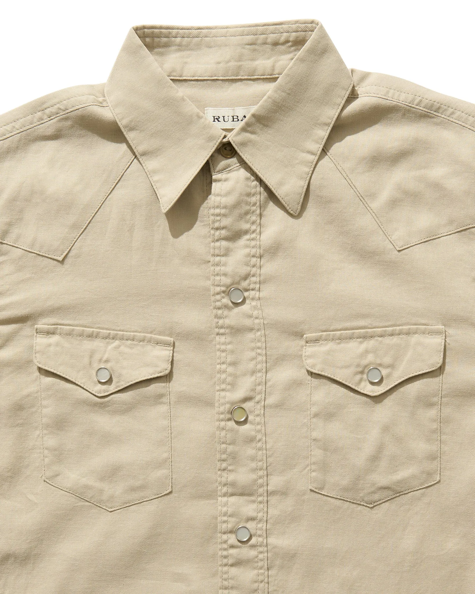 Lightweight Roper Shirt in Beige Brushed Cotton/Linen sold by Rubato product image thumbnail 2