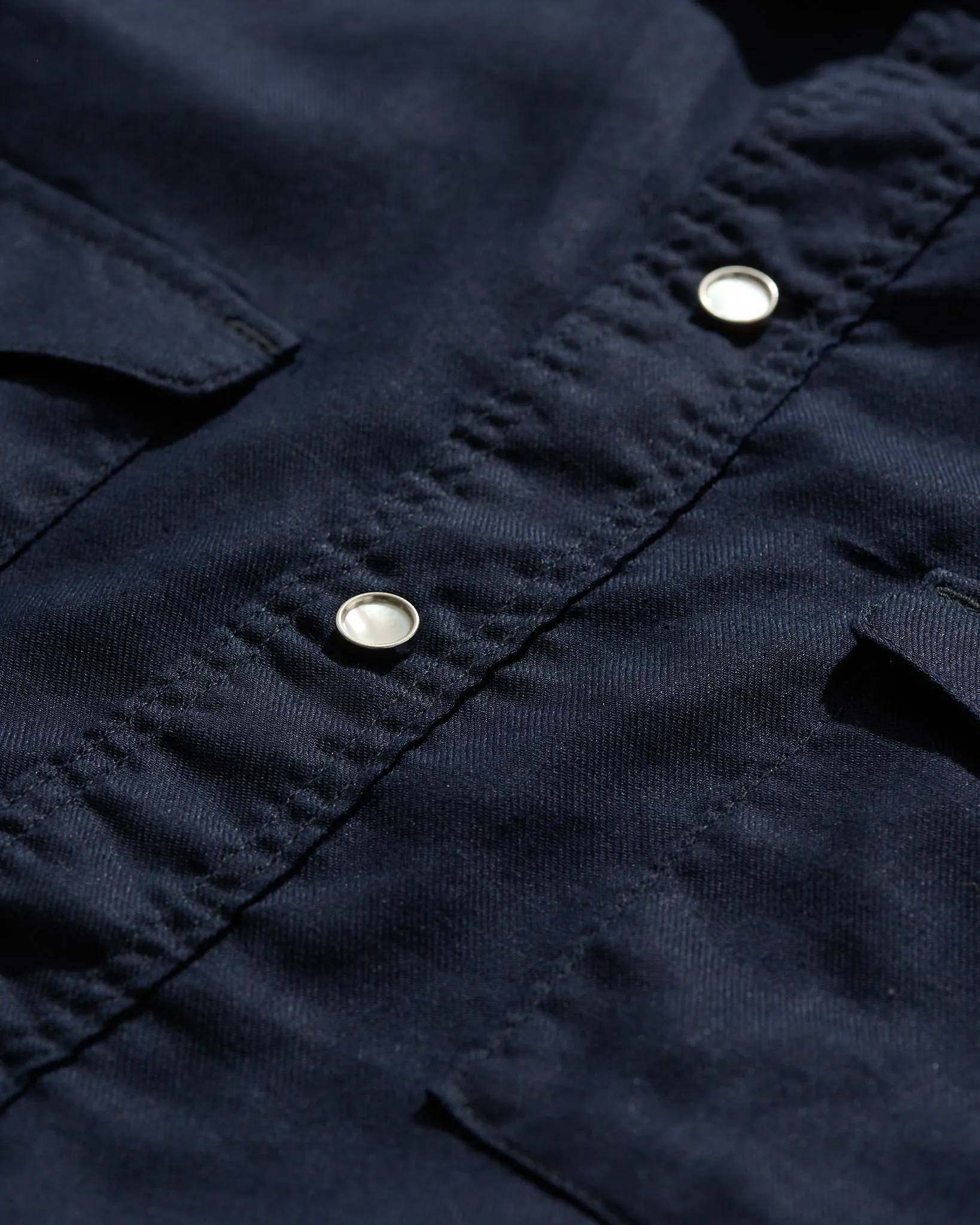 Lightweight Roper Shirt in Navy Brushed Cotton/Linen sold by Rubato product image thumbnail 3