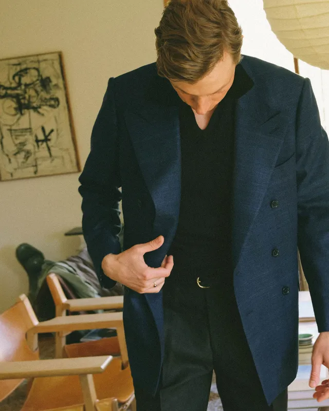 Matka Silk Jacket in French Navy made by Rubato