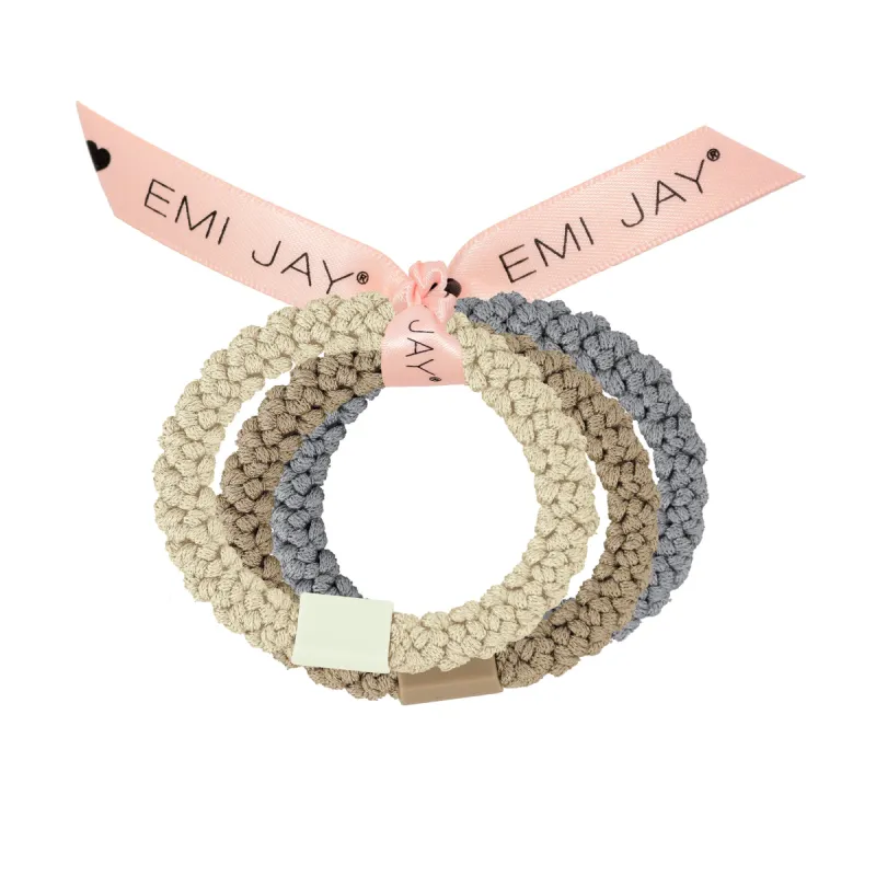 Champagne Knit Hair Ties 3-Pack sold by Emi Jay